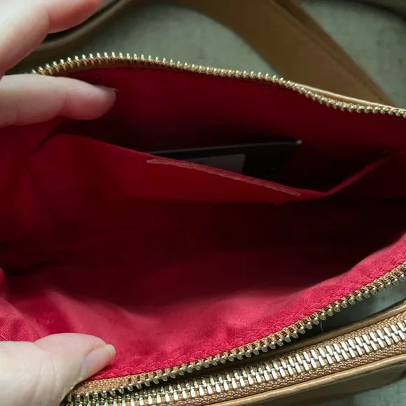 RARE Tuscany Leather Camel Double Sling Bag - Picture 14 of 15